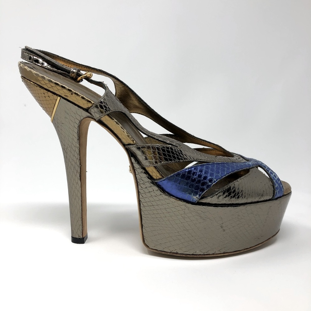 Gucci metallic snakeskin platform sandals women’s size 9.5/39.5 IT
